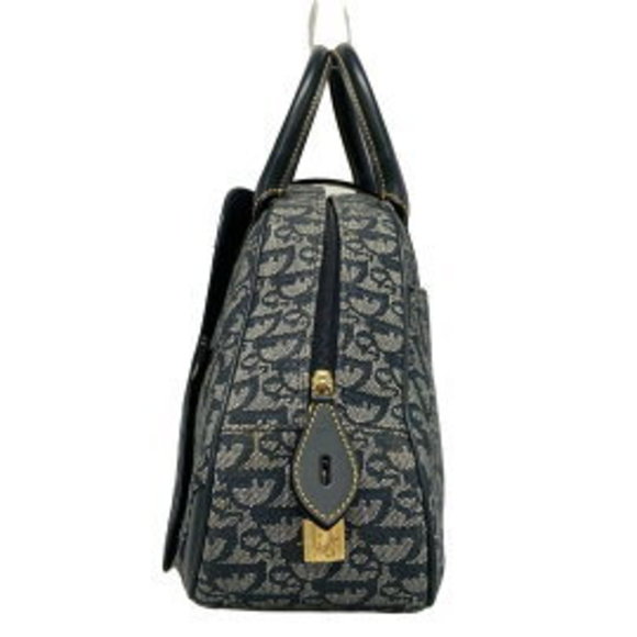 Christian Dior Double Saddle Bag Handbag Grey x Navy Blue Leather - Picture 4 of 12